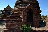 The cluster of red brick temples, named Khay-min-gha on the map on the North plain of Bagan. Myanmar. 